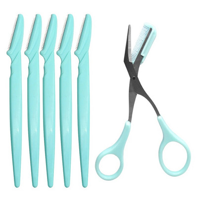 Нож за подстригване на вежди Безопасни ножици против надраскване Инструмент за бръснене на вежди за мъже и жени Комплект инструменти за красота за начинаещи Бръснач за вежди