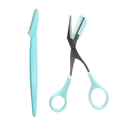 Нож за подстригване на вежди Безопасни ножици против надраскване Инструмент за бръснене на вежди за мъже и жени Комплект инструменти за красота за начинаещи Бръснач за вежди