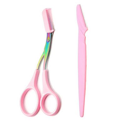 Нож за подстригване на вежди Безопасни ножици против надраскване Инструмент за бръснене на вежди за мъже и жени Комплект инструменти за красота за начинаещи Бръснач за вежди