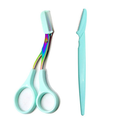 Нож за подстригване на вежди Безопасни ножици против надраскване Инструмент за бръснене на вежди за мъже и жени Комплект инструменти за красота за начинаещи Бръснач за вежди