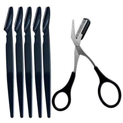 Нож за подстригване на вежди Безопасни ножици против надраскване Инструмент за бръснене на вежди за мъже и жени Комплект инструменти за красота за начинаещи Бръснач за вежди