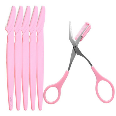 Нож за подстригване на вежди Безопасни ножици против надраскване Инструмент за бръснене на вежди за мъже и жени Комплект инструменти за красота за начинаещи Бръснач за вежди