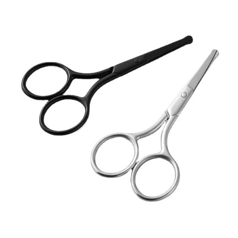 1 бр. Коса в носа от неръждаема стомана Мини малки ножици Мигли Косми по лицето Прав кръгъл връх за вежди Нокти Брада Маникюр Грим