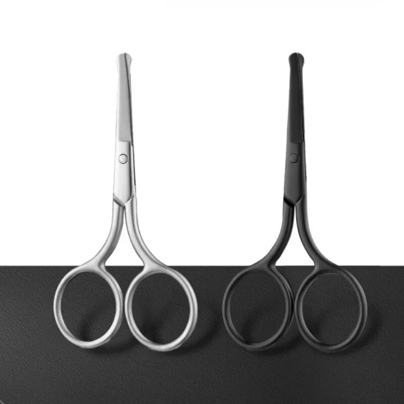 1 бр. Коса в носа от неръждаема стомана Мини малки ножици Мигли Косми по лицето Прав кръгъл връх за вежди Нокти Брада Маникюр Грим