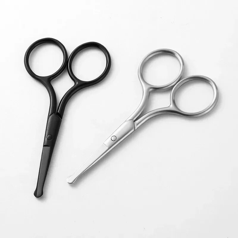 1 бр. Коса в носа от неръждаема стомана Мини малки ножици Мигли Косми по лицето Прав кръгъл връх за вежди Нокти Брада Маникюр Грим