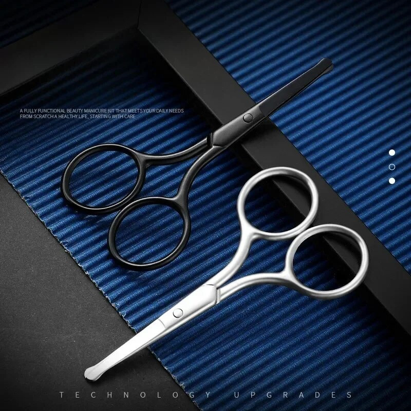 1 бр. Коса в носа от неръждаема стомана Мини малки ножици Мигли Косми по лицето Прав кръгъл връх за вежди Нокти Брада Маникюр Грим