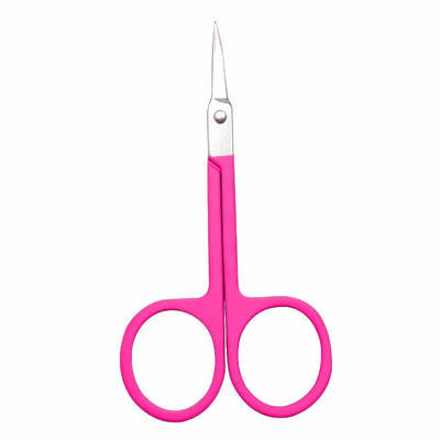 SAIANTTH ножици за гримиране на вежди Гумени пластмасови ножици за подстригване на вежди Извити остри инструменти за красота Неръждаема стомана