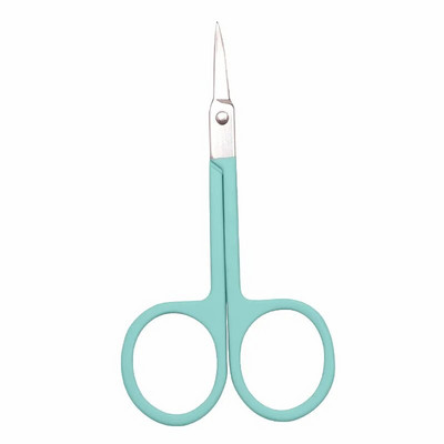 SAIANTTH ножици за гримиране на вежди Гумени пластмасови ножици за подстригване на вежди Извити остри инструменти за красота Неръждаема стомана