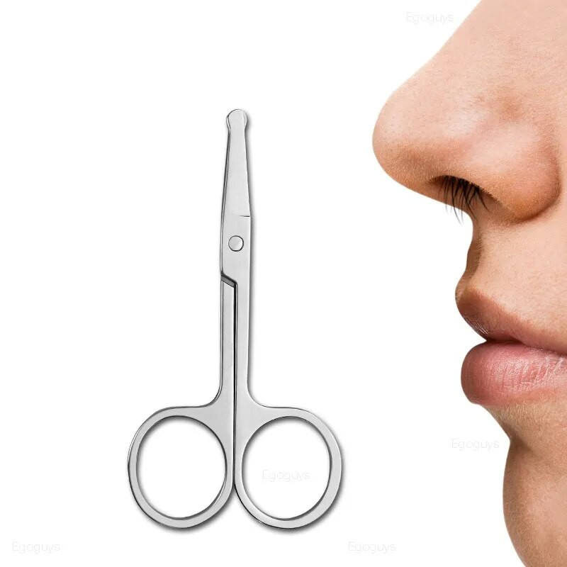 1 бр. Ножица за грим от неръждаема стомана Мигли за вежди Ножица за подстригване на косата в носа Остър връх на върха на извивката Малка ножица за вежди