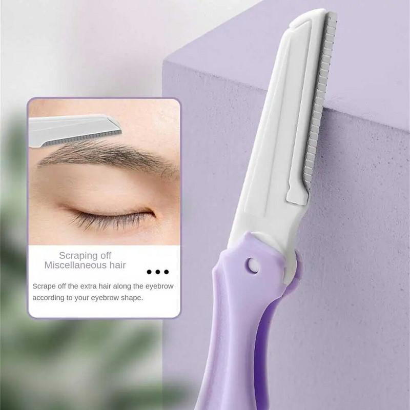 Комплект тримери за вежди Ножици с гребен Пинсети с щипка от неръждаема стомана Сгъваема самобръсначка за вежди Ножици за мигли Коса Инструменти за красота