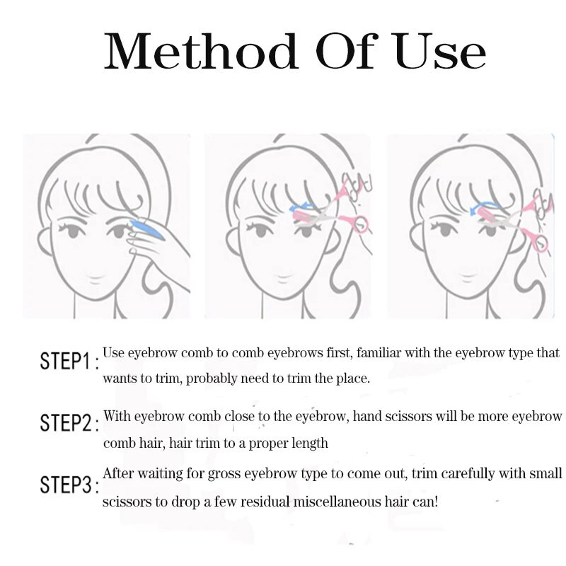 3 цвята Тример за вежди Ножица с гребен Епилация на лицето Подстригване Оформяне Самобръсначка Козметични аксесоари за грим