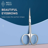 1 БР. Професионални ножици за подстригване - Ножици за вежди Извити ножици за маникюр и вежди от неръждаема стомана за лицево окосмяване