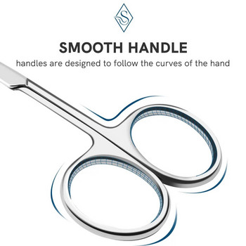 1 БР. Професионални ножици за подстригване - Ножици за вежди Извити ножици за маникюр и вежди от неръждаема стомана за лицево окосмяване