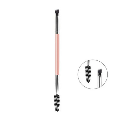 1 бр. Четка за вежди с две глави Спирала Диагонален ъгъл Четка за грим Дървена дръжка Лесна за носене Красиви инструменти за грим Красота