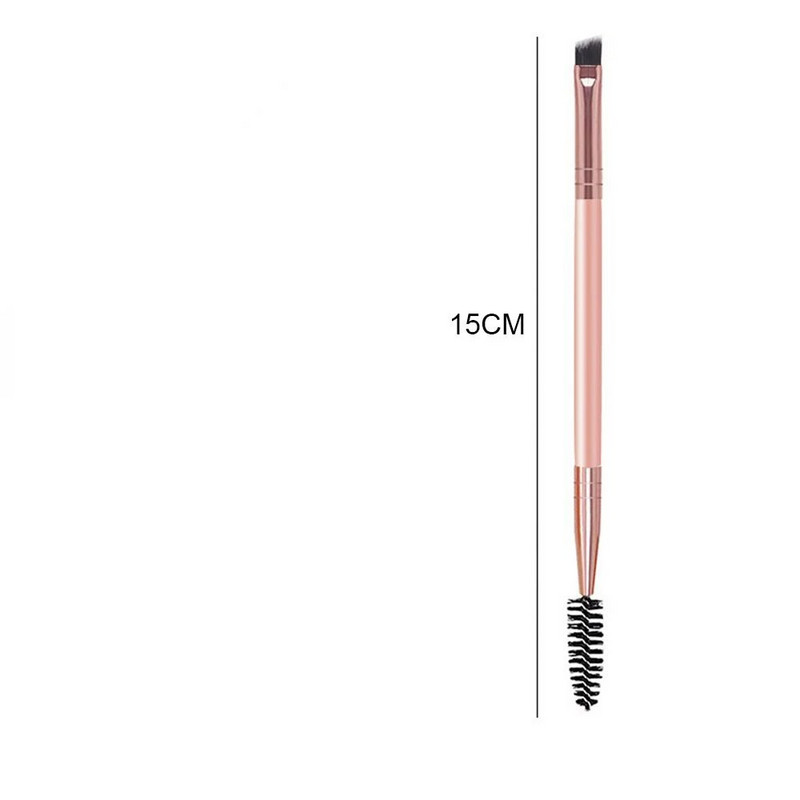 1 бр. Четка за вежди с две глави Спирала Диагонален ъгъл Четка за грим Дървена дръжка Лесна за носене Красиви инструменти за грим Красота