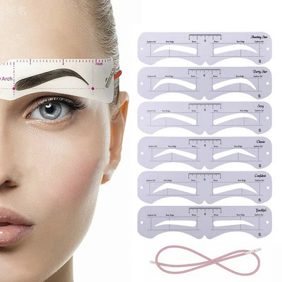 6 Style Fixable Eyebrow Stencil Grooming Shaper Template Reusable Stickers Make Up Tools For Eye Brow Stamp Cosmetic