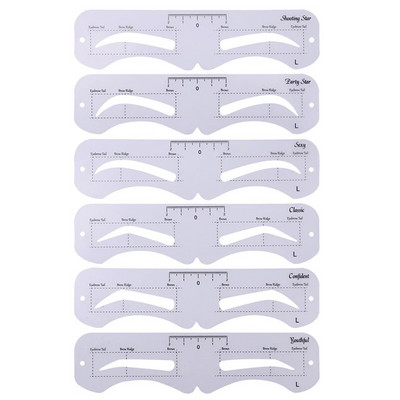 6 стила, фиксируем шаблон за вежди, шаблон за оформяне, стикери за многократна употреба, инструменти за грим, щампа за вежди, козметика