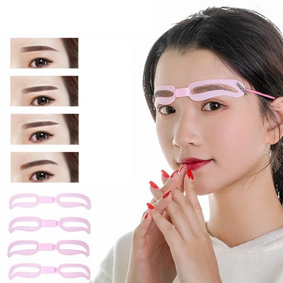 4 Styles/Set Thrush Card Eyebrow Stencil Grooming Eyebrow Artifact Shaper Kit Reusable Cosmetics Makeup Tools Beauty Accessories