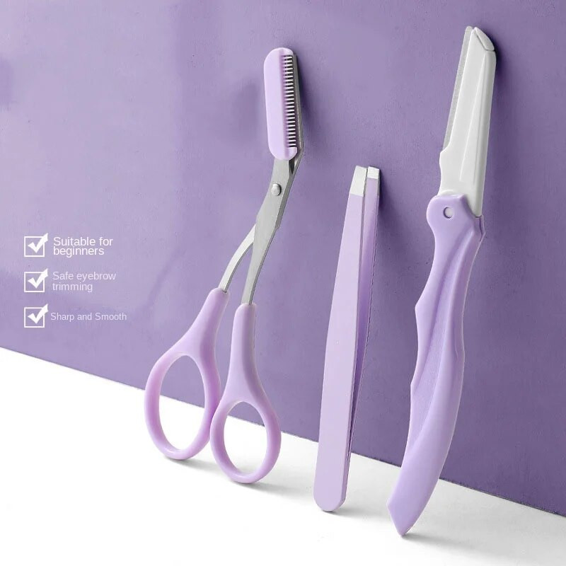 3 бр. Тример за вежди Комплект бръснач за вежди Ножици за вежди Гребен за вежди Бръснач за лице Пинсети Мигли Оформяне на вежди Вежди