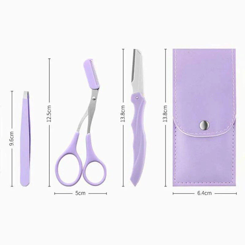 3 бр. Тример за вежди Комплект бръснач за вежди Ножици за вежди Гребен за вежди Бръснач за лице Пинсети Мигли Оформяне на вежди Вежди