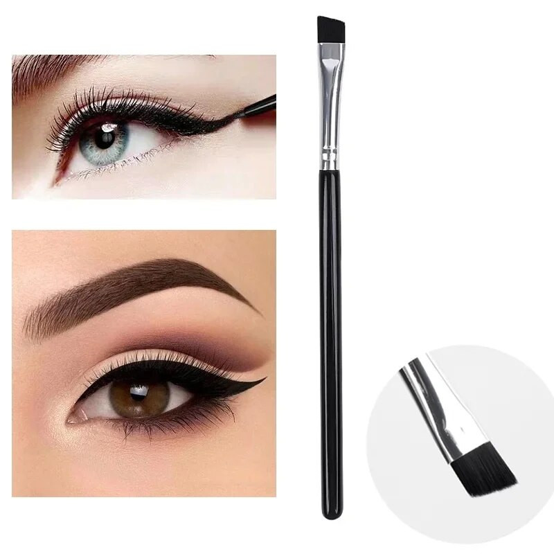 Огънати четки за грим Четка за очна линия Сенки за очи Инструмент за четки за вежди Фини четки за очна линия Инструмент за грим за контура на очите