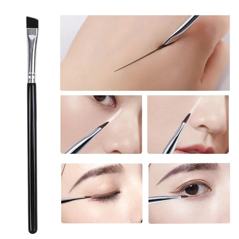 Огънати четки за грим Четка за очна линия Сенки за очи Инструмент за четки за вежди Фини четки за очна линия Инструмент за грим за контура на очите