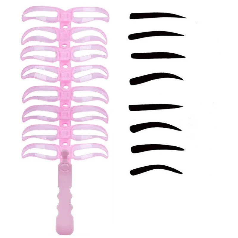 8 бр./чанта Шаблон за грим за оформяне на вежди Комплект шаблони за оформяне на вежди Направи си сам шаблон за вежди за многократна употреба 8 в 1 оформяне на вежди