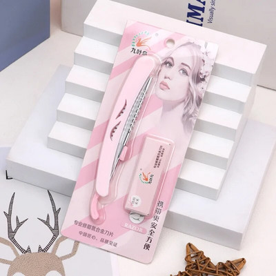 Karsyngirl 1 бр. Сгъваем държач за ножове за подстригване на вежди Преносим тример за вежди Бръснач за лице Красота Инструмент за грим