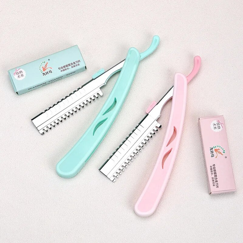 Karsyngirl 1 бр. Сгъваем държач за ножове за подстригване на вежди Преносим тример за вежди Бръснач за лице Красота Инструмент за грим