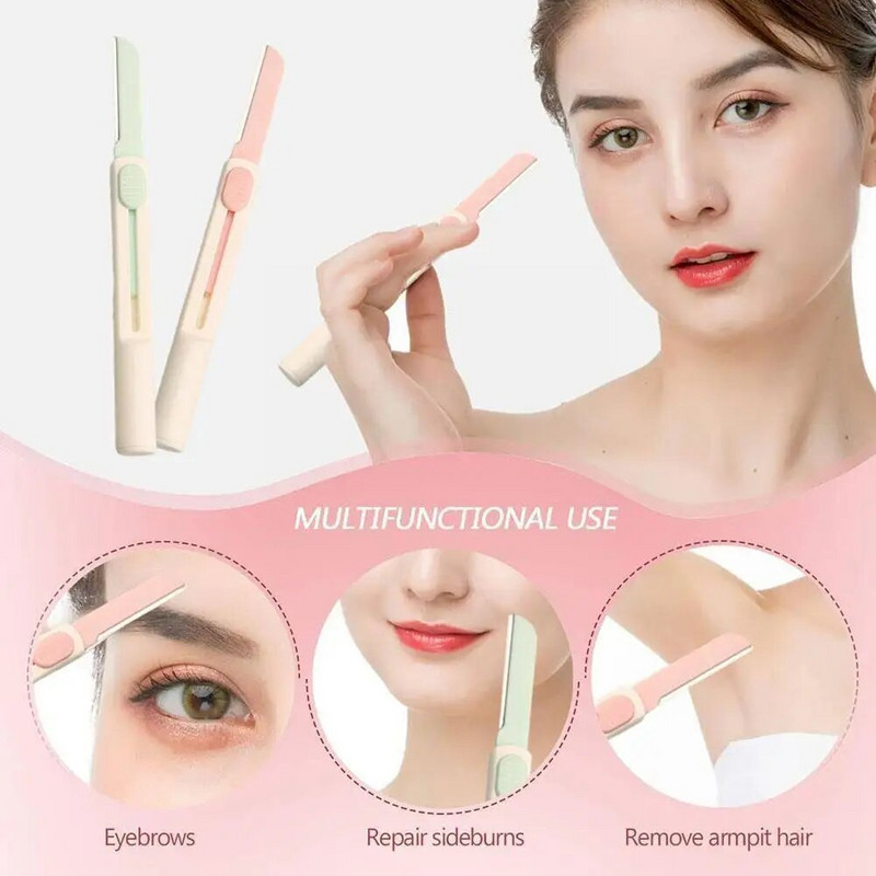 Безопасна телескопична дамска самобръсначка за лице Тример за вежди Бръснач против надраскване Инструменти за грим Тример за вежди Бръснач за лице за жени S2F1