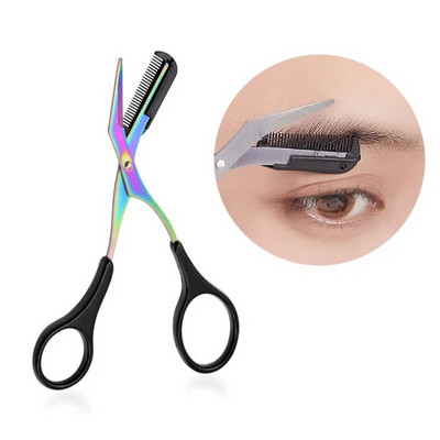 New Eyebrow Trimmer Scissors Comb Stainless Steel Eyelash Hair Scissors Clips Shaping Eyebrow Razor Grooming Shaping Shaver