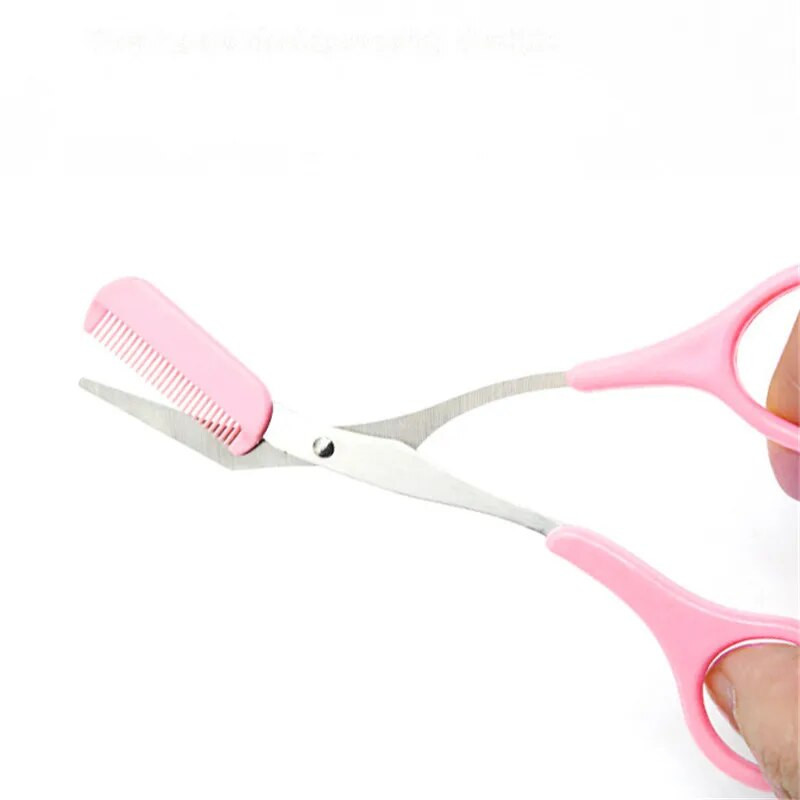 Нова ножица за подстригване на вежди Гребен от неръждаема стомана Ножица за коса за мигли Щипки Оформяне на вежди Бръснач за подстригване Оформяне на самобръсначка