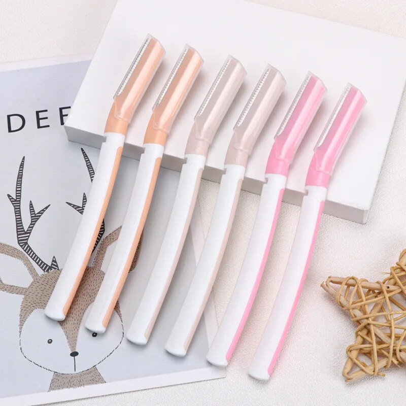 Karsyngirl 2/3 бр. Комплект тримери за безопасни вежди Остър нож за грим Бръсначи за лице и косми Бръсначи Комплект ножове за премахване на остриета Самобръсначка за вежди за инструмент за грим