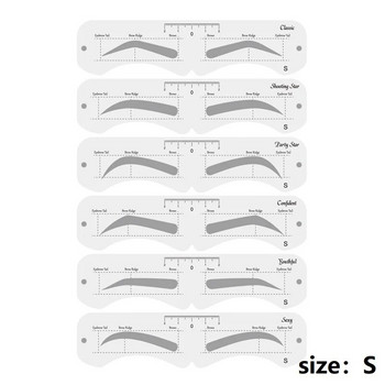 6 Στυλ Εργαλεία Μακιγιάζ Shaper Φρυδιών Στένσιλ για Βελαρίδες Σετ σχήματος Αξεσουάρ Πρότυπο μακιγιάζ για οριοθέτηση ματιών MR03