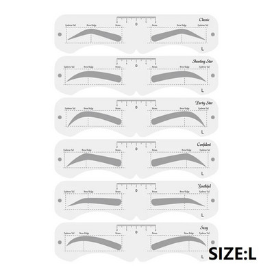 6 Stílusos szemöldökformázó sminkeszközök Stencil nyíl szempillákhoz Alakzat készlet Kiegészítők Sminkesablon a szemek körvonalazásához MR03