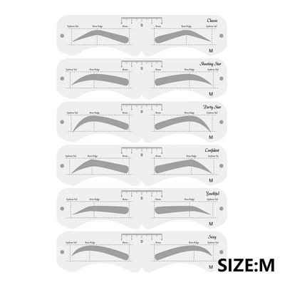 6 Stílusos szemöldökformázó sminkeszközök Stencil nyíl szempillákhoz Alakzat készlet Kiegészítők Sminkesablon a szemek körvonalazásához MR03