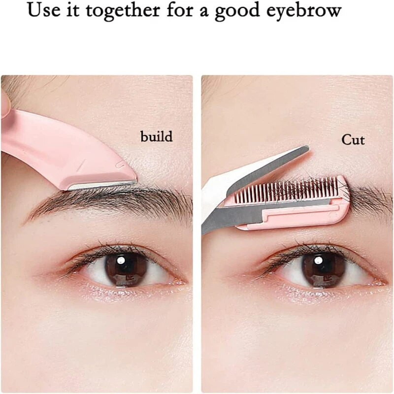 Жени Ножица за подстригване на вежди Продукти за красота Ножици за вежди Гребен Инструменти за грим от неръждаема стомана Ножици за красота