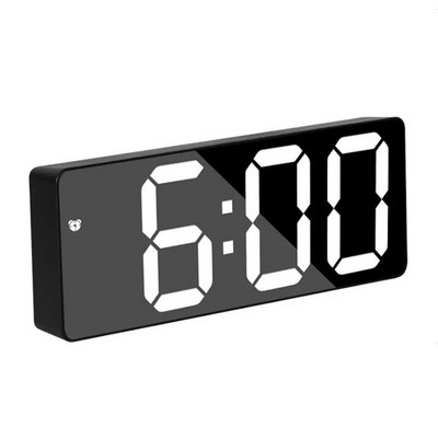 Akril/tükrös digitális ébresztőóra hangvezérlés (elemről működik) Asztali óra Szundi éjszakai üzemmód 12/24 órás elektronikus LED-órák