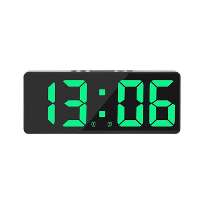 Akril/tükrös digitális ébresztőóra hangvezérlés (elemről működik) Asztali óra Szundi éjszakai üzemmód 12/24 órás elektronikus LED-órák