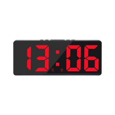 Akril/tükrös digitális ébresztőóra hangvezérlés (elemről működik) Asztali óra Szundi éjszakai üzemmód 12/24 órás elektronikus LED-órák