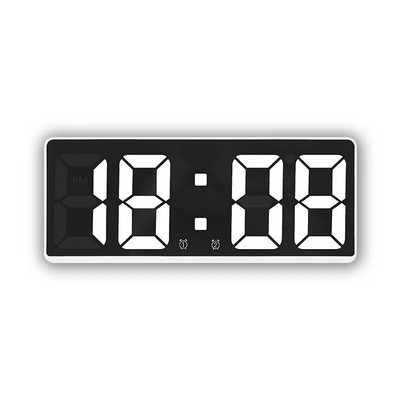 Akril/tükrös digitális ébresztőóra hangvezérlés (elemről működik) Asztali óra Szundi éjszakai üzemmód 12/24 órás elektronikus LED-órák