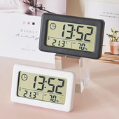 Mini digitális óra hőmérséklet páratartalom hordozható asztali óra hőmérő nedvességmérő 12/24 órás elemmel működő LED óra