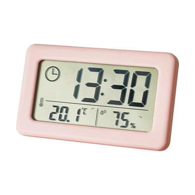 Mini digitális óra hőmérséklet páratartalom hordozható asztali óra hőmérő nedvességmérő 12/24 órás elemmel működő LED óra