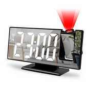 180°-os kivetítős ébresztőóra idő hőmérséklettel Digitális ébresztőóra Szundi asztali óra 12/24 órás USB projektor LED óra