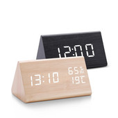 Digitális óra LED fa ébresztőóra asztali hangvezérlés Elektronikus órák asztali USB/AAA tápellátású Desperadoes otthoni asztaldísz