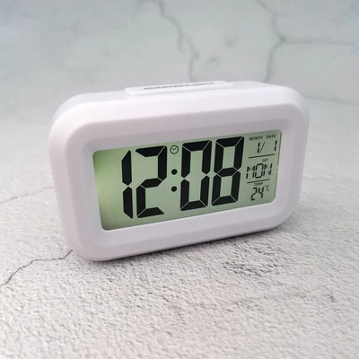 Mini Zene Digitális Ébresztőóra Háttérvilágítás Szundi Némítás Naptár Asztali Asztali órák Hőmérséklet Elektronikus LED-órák