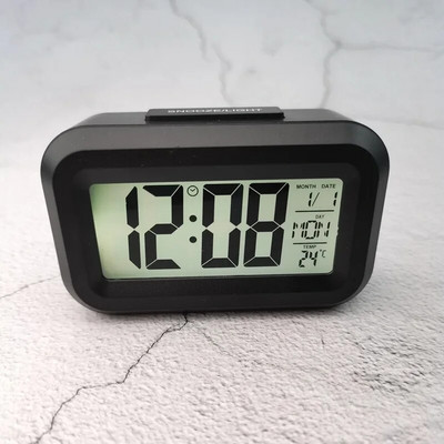 Mini Zene Digitális Ébresztőóra Háttérvilágítás Szundi Némítás Naptár Asztali Asztali órák Hőmérséklet Elektronikus LED-órák