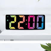 Akril digitális ébresztőóra hangvezérlés Színes betűtípus Éjszakai mód Asztali óra Szundi 12/24 órás elektronikus LED-órák