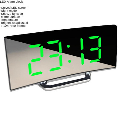 Led ébresztőóra Digitális Gyermek Elektronikus ébresztőórák Hajlított képernyős tükör hőmérséklet óra szundi funkcióval Asztali óra