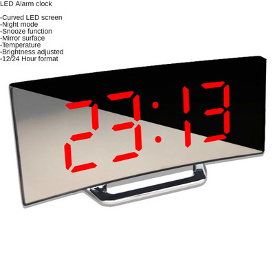 Led ébresztőóra Digitális Gyermek Elektronikus ébresztőórák Hajlított képernyős tükör hőmérséklet óra szundi funkcióval Asztali óra
